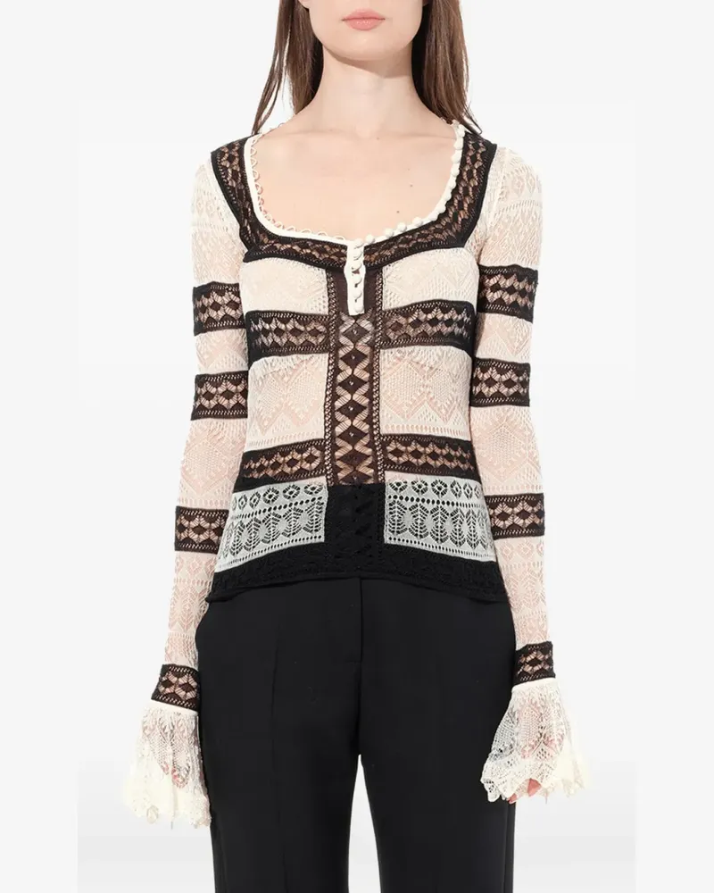 Alexander McQueen square-neck cardigan - Nude Nude