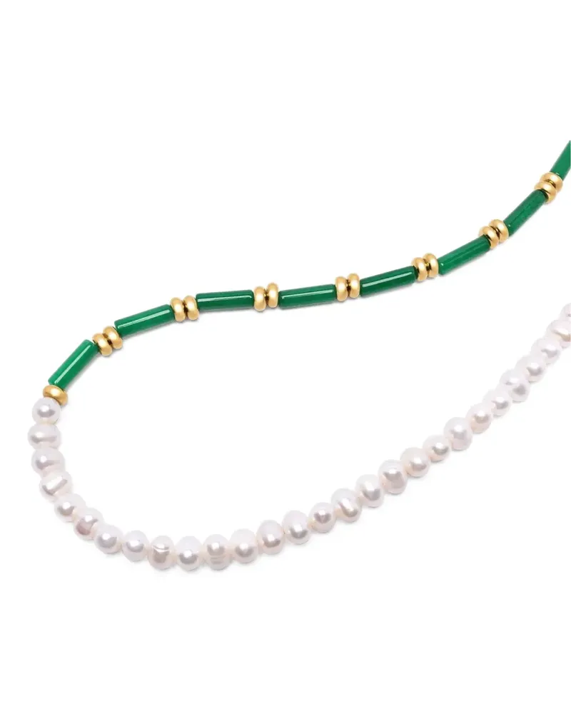 Nialaya Choker mit Perlen aus Achat - Weiß Weiß