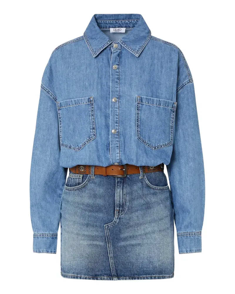 Liu Jo short denim dress with belt - Blau Blau