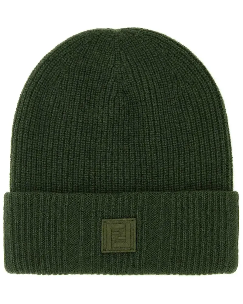 Fendi Beanie mit Logo-Patch - Grün Grün