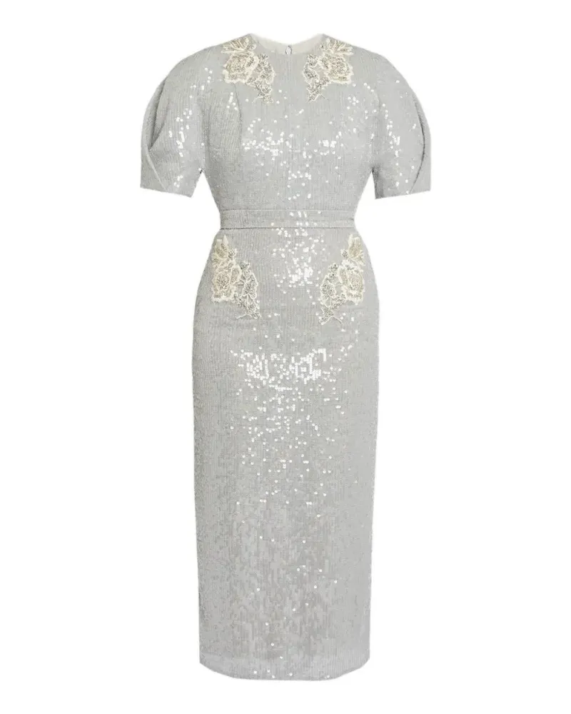 Erdem Verziertes Midikleid mit rundem Ausschnitt - Grau Grau