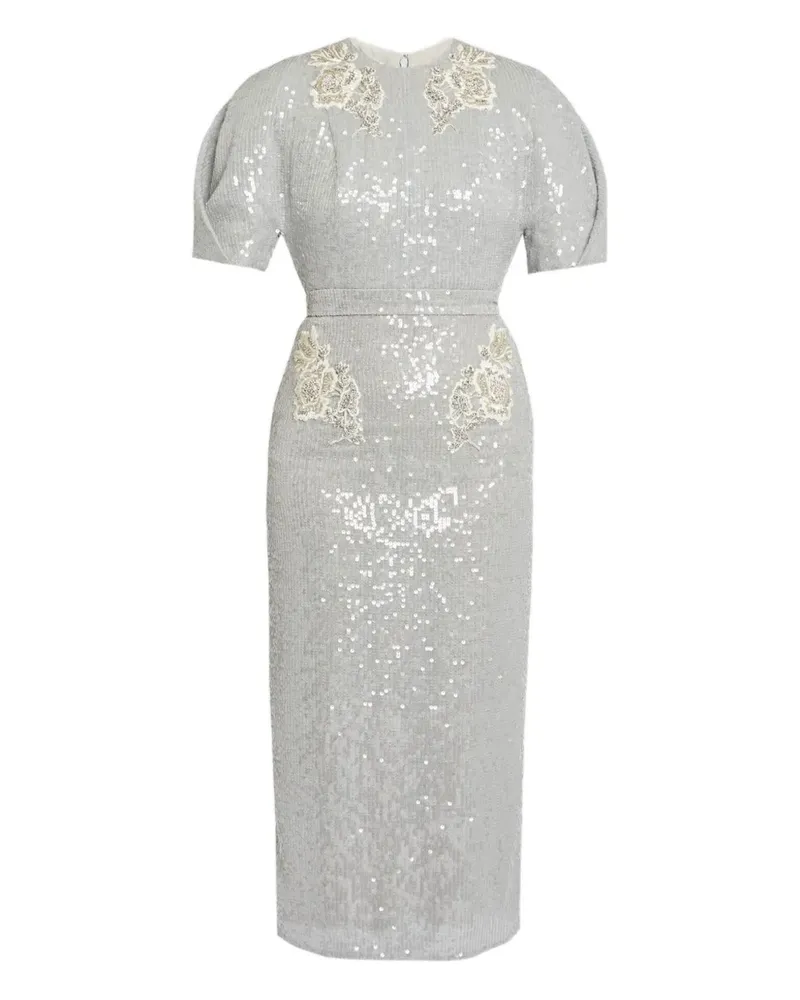 Erdem Verziertes Midikleid mit rundem Ausschnitt - Grau Grau