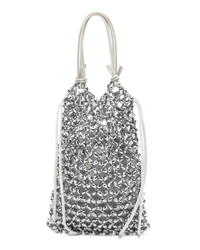 STAUD Karla Tote Bag mit Perlen - Silber Silber