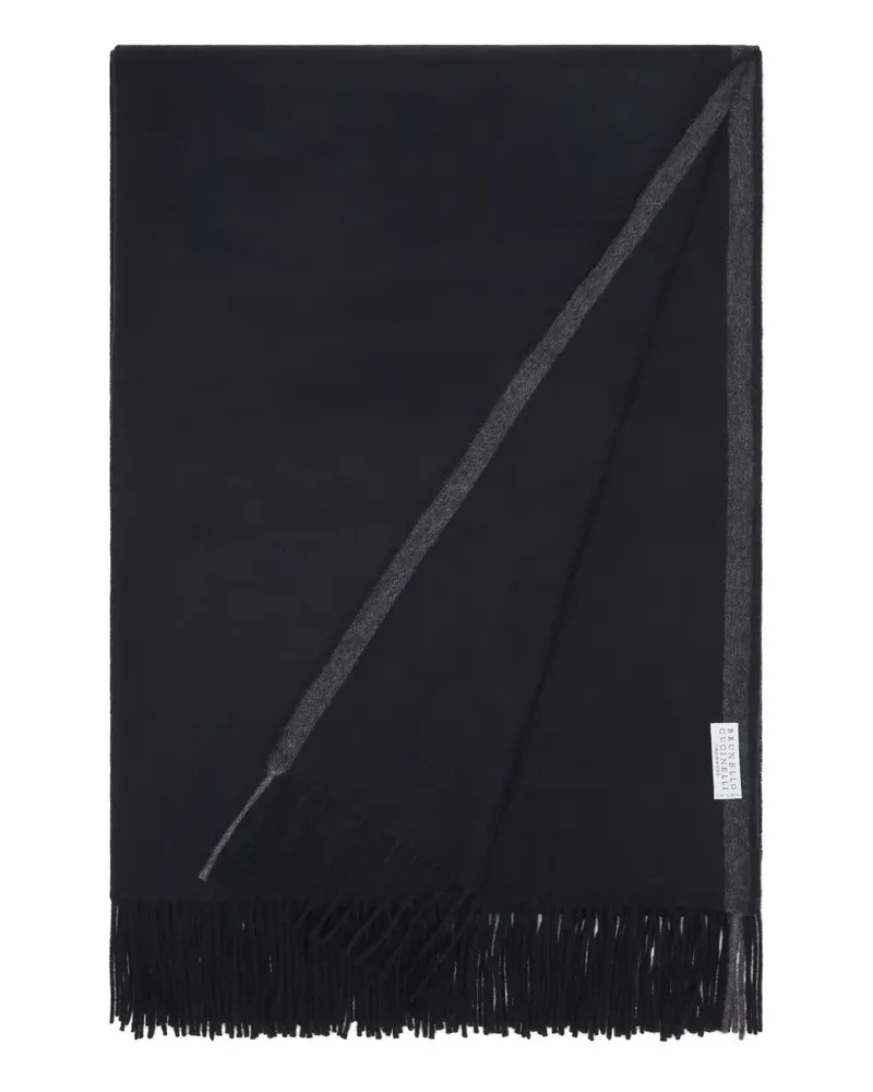 Brunello Cucinelli Kaschmirdecken mit Fransensaum (140cm x 140cm) - Blau Blau