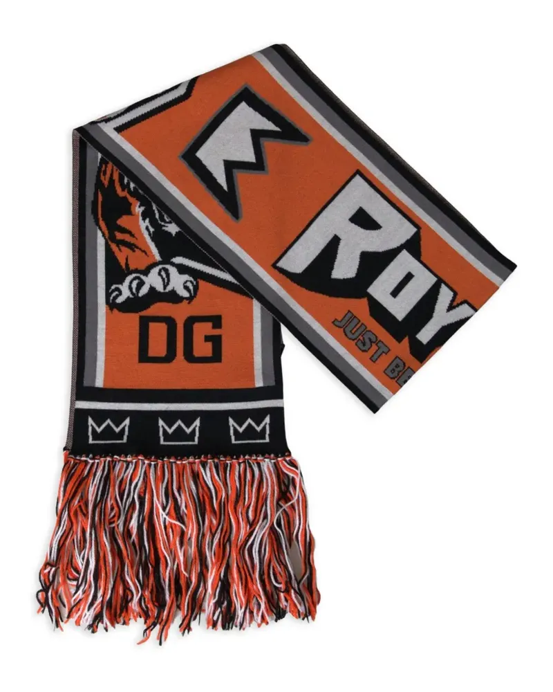 Dolce & Gabbana DG Royals Fransenschal mit Tiger-Print - Orange Orange