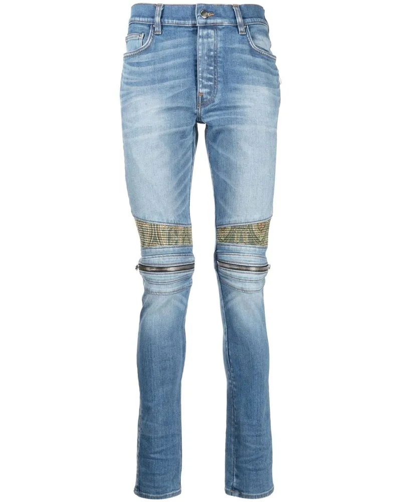 Amiri Skinny-Jeans mit Paisley-Patch - Blau Blau