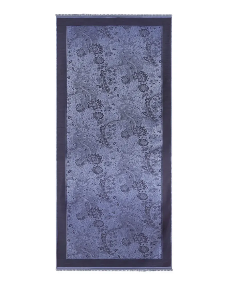 Etro floral paisley-motif jacquard scarf - Blau Blau