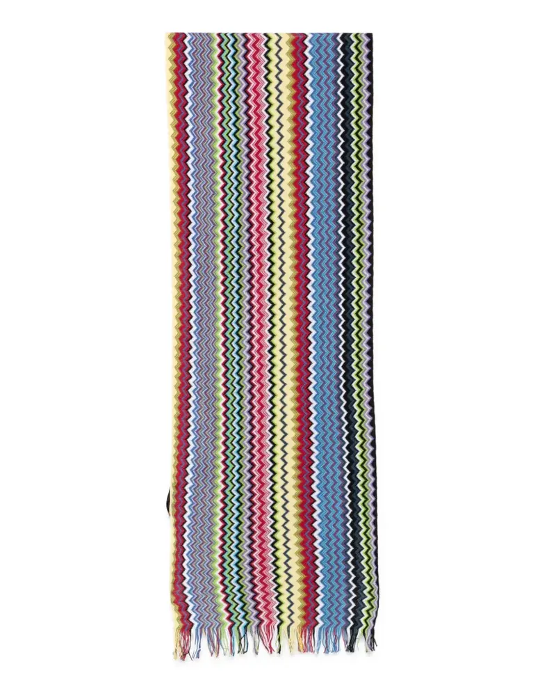 Missoni zigzag-knit fringed scarf - Blau Blau