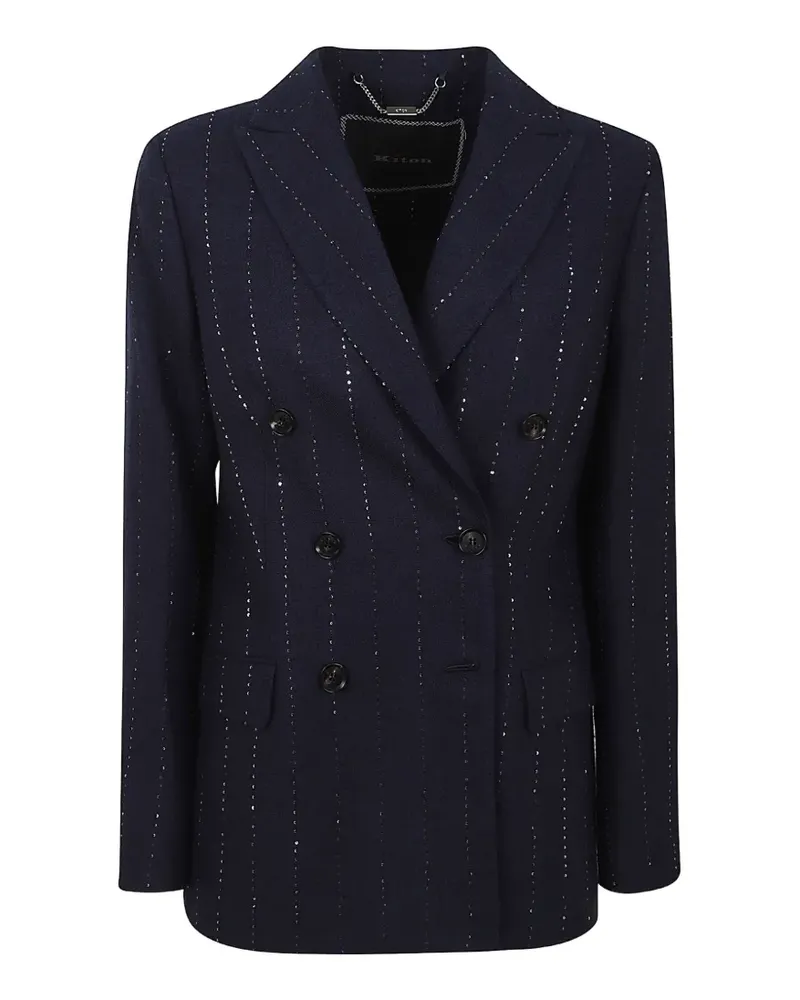 Kiton sequin-embellished double-breasted blazer - Blau Blau