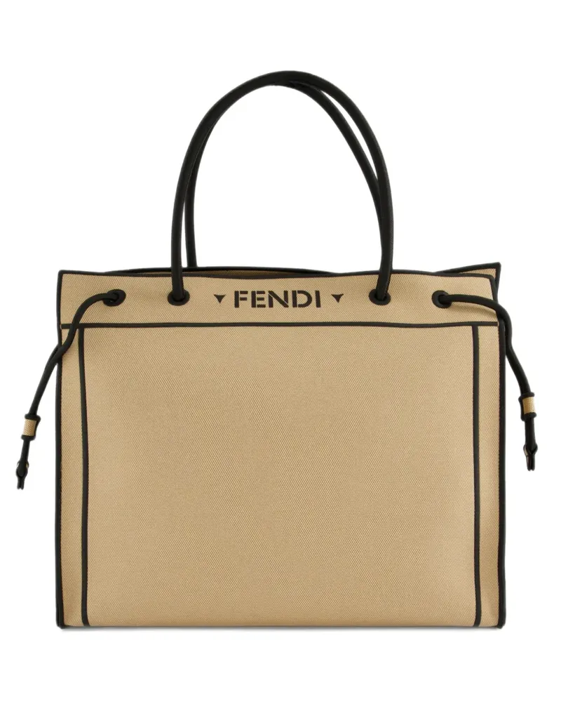 Fendi Bestickter Shopper aus Canvas - Nude Nude