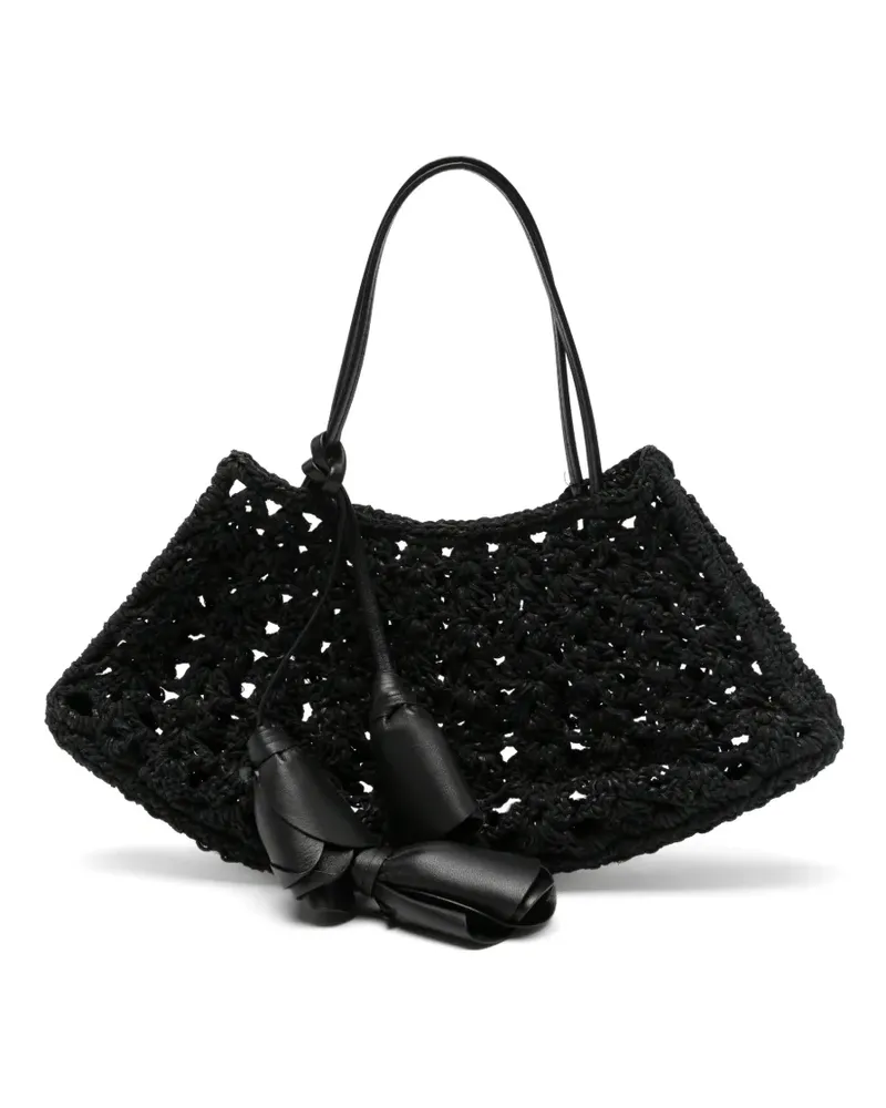 Magda Butrym crochet-knit flower-pendant tote bag - Schwarz Schwarz