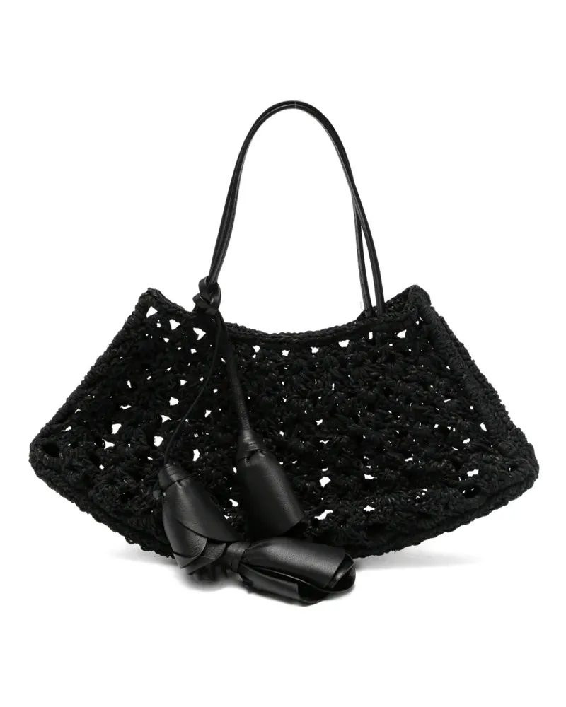 Magda Butrym crochet-knit flower-pendant tote bag - Schwarz Schwarz