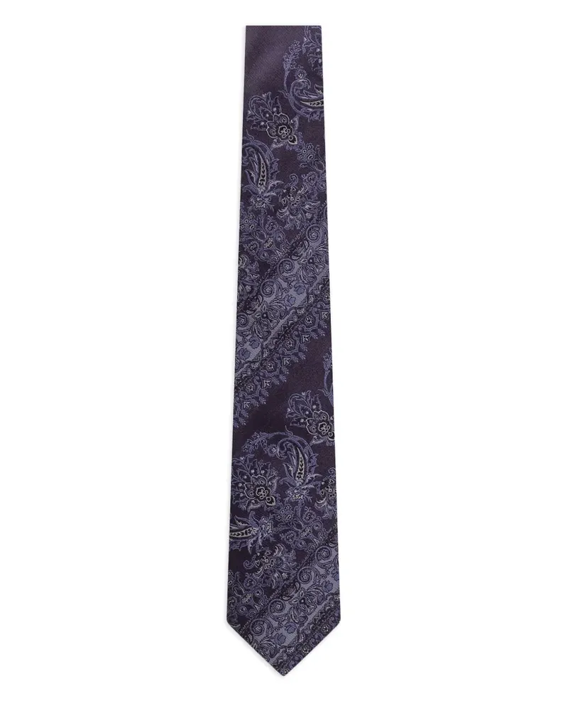 Etro Krawatte mit Paisley-Stickerei - Blau Blau
