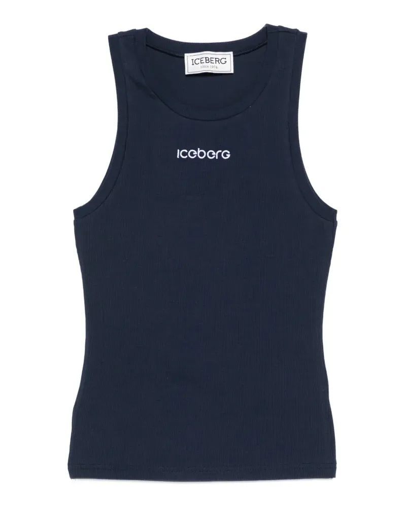 Iceberg logo-embroidered ribbed top - Blau Blau