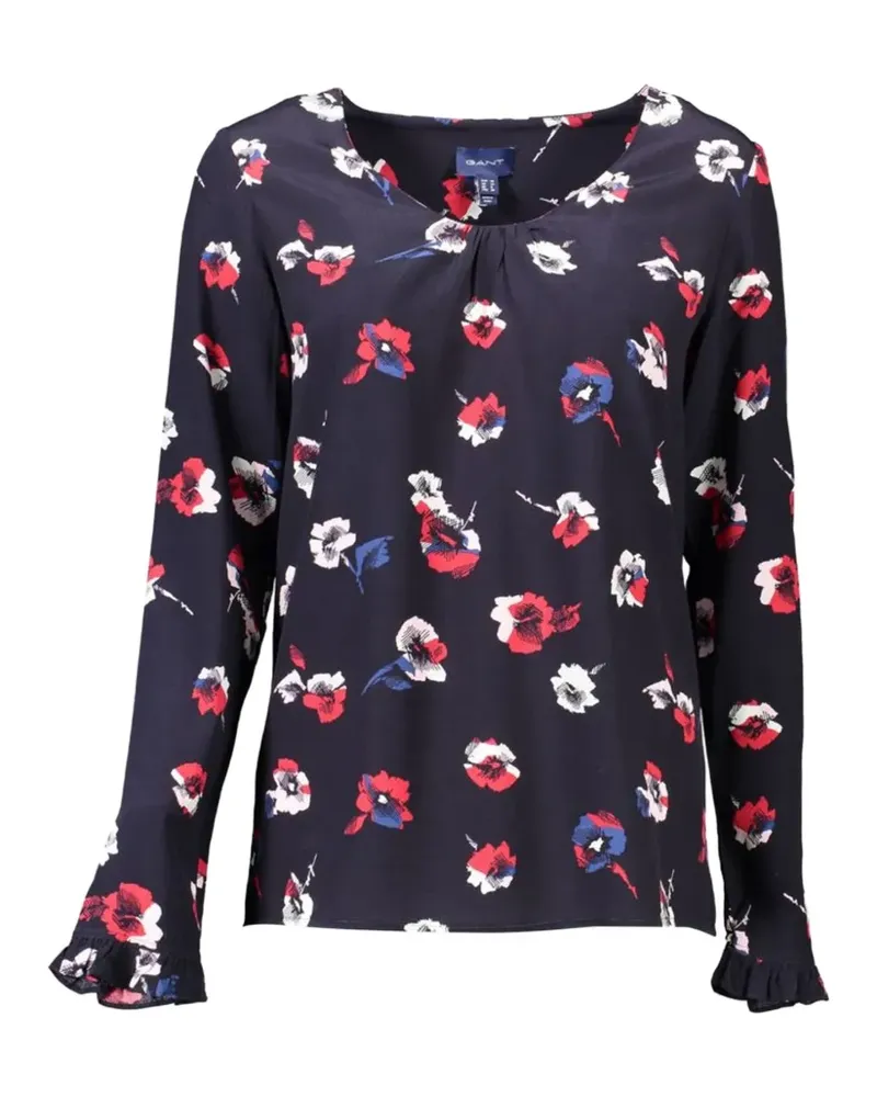 Gant floral-print ruffled blouse - Blau Blau
