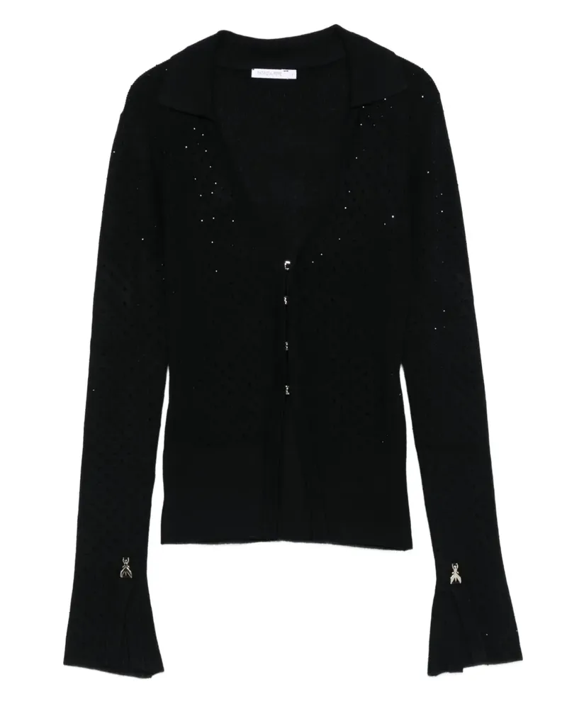 Patrizia Pepe Strassverzierter Cardigan mit Glockenärmeln - Schwarz Schwarz