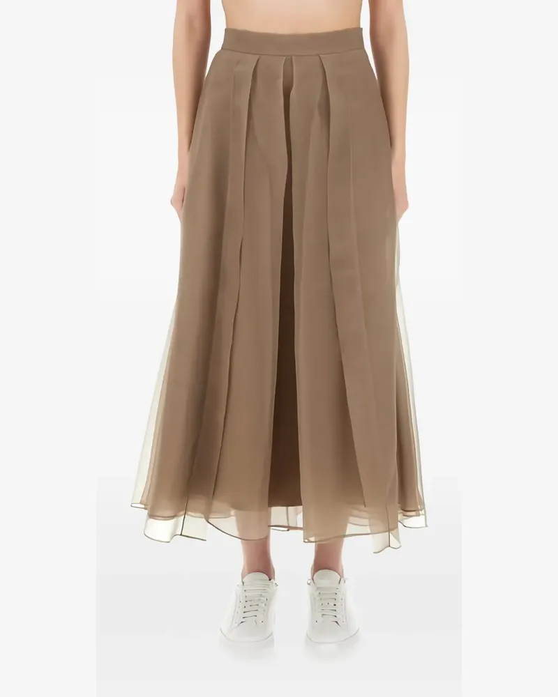 Brunello Cucinelli Circle pleated midi skirt - Braun Braun