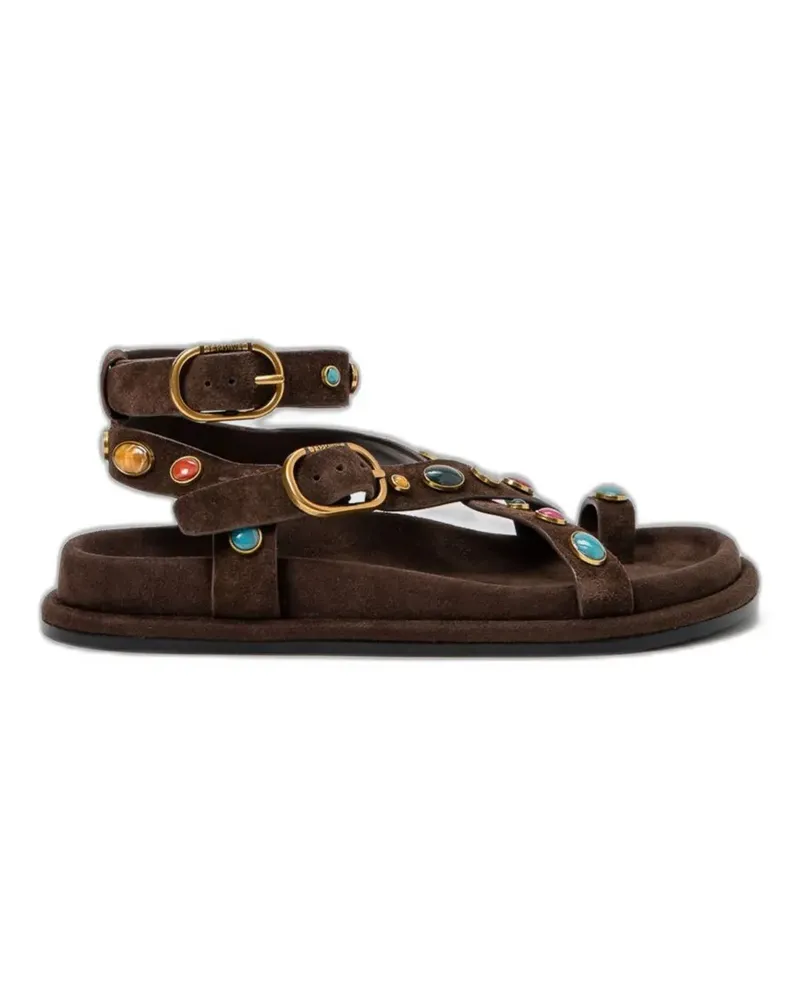Twin-Set cabochon-embellished suede sandals - Braun Braun