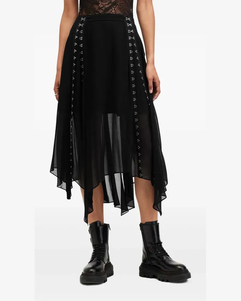 AllSaints Luna asymmetrical lace-up skirt - Schwarz Schwarz