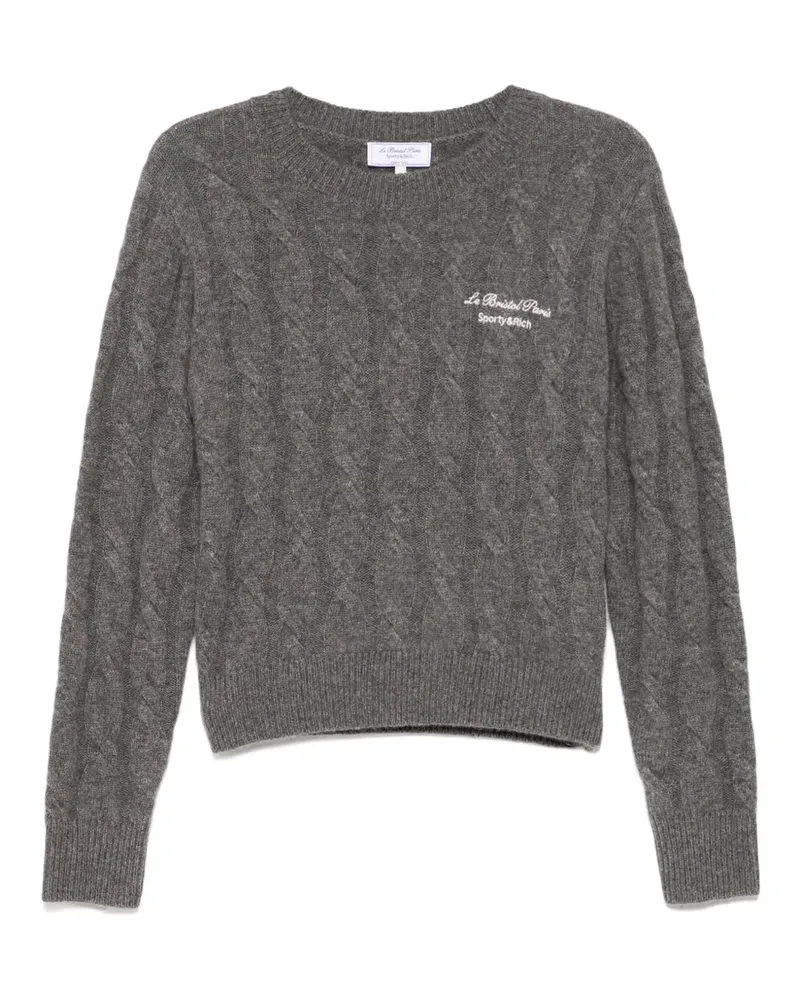 SPORTY & RICH Faubourg Pullover mit Zopfmuster - Grau Grau