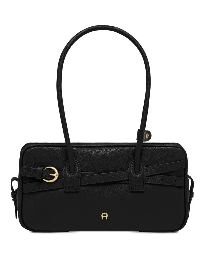 Aigner Kleine Whip Schultertasche mit Schnalle - Schwarz Schwarz