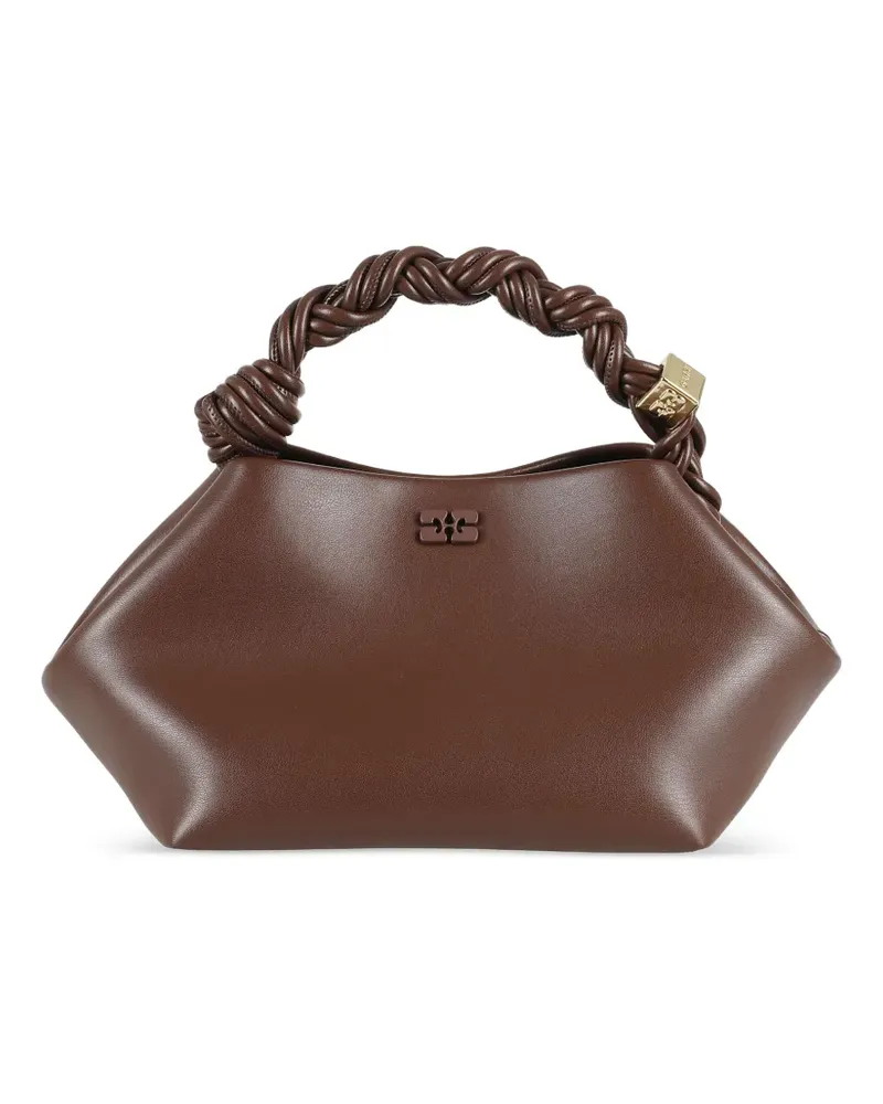 Ganni Small Bou braided-handle tote bag - Braun Braun