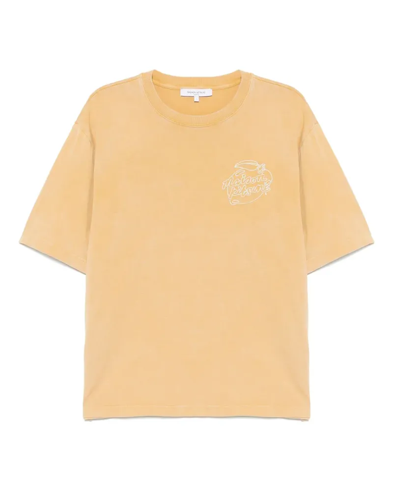Kitsuné T-Shirt mit Stickerei - Gelb Gelb