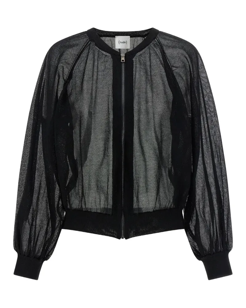 NUDE semi-sheer zip-up sweater - Schwarz Schwarz