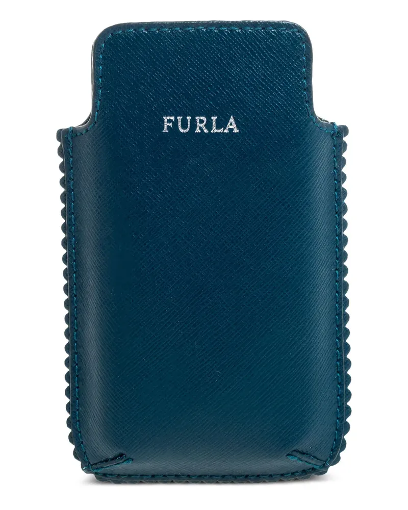 Furla Handyhülle aus Leder mit Wellensaum - Blau Blau