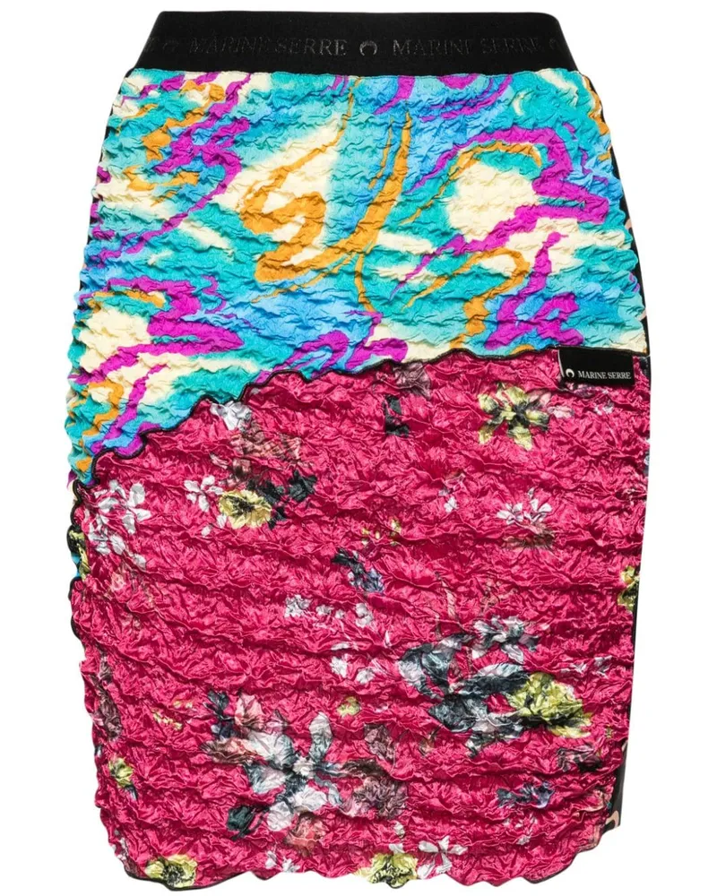 Marine Serre Patchwork-Rock in Knitteroptik - Schwarz Schwarz