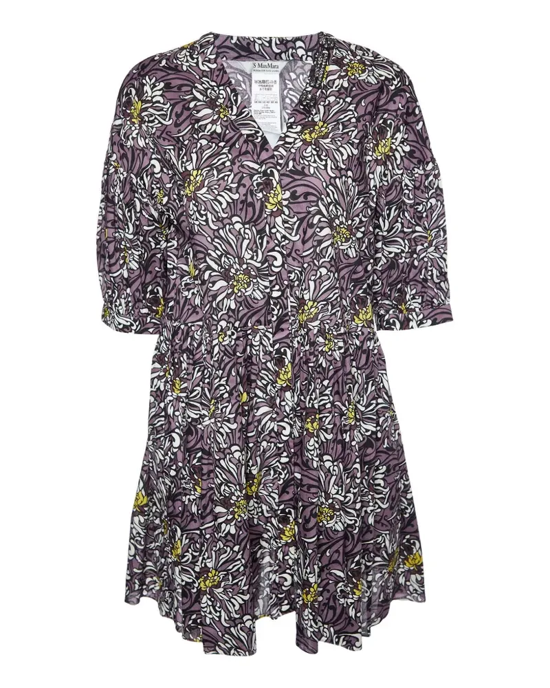 Max Mara Gestuftes Kleid mit Blumenprint - Violett Violett