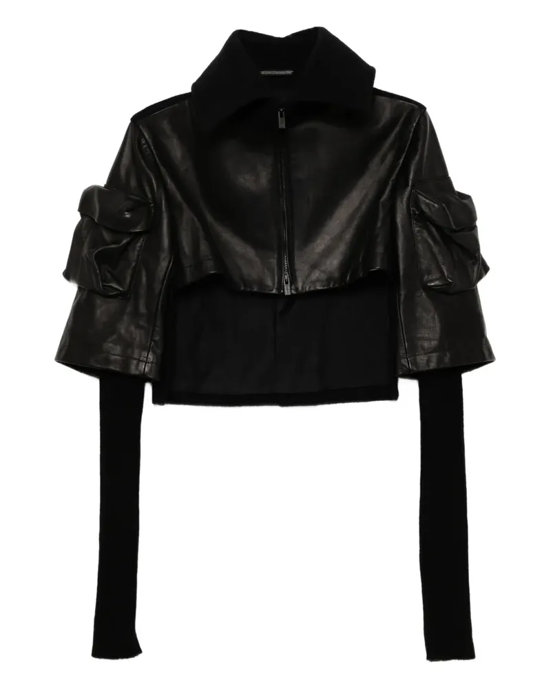 Yohji Yamamoto Wildlederjacke mit gerippten Ärmeln - Schwarz Schwarz