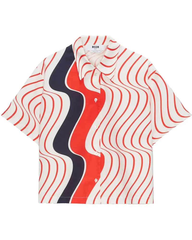 MSGM Hemd mit Print - Weiß Weiß