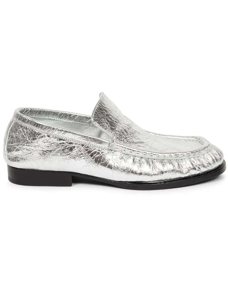 Dries van Noten Metallic-Loafer Silber