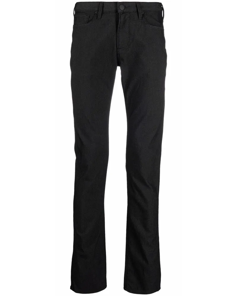 Emporio Armani Schmale Hose mit Logo-Schild - Schwarz Schwarz