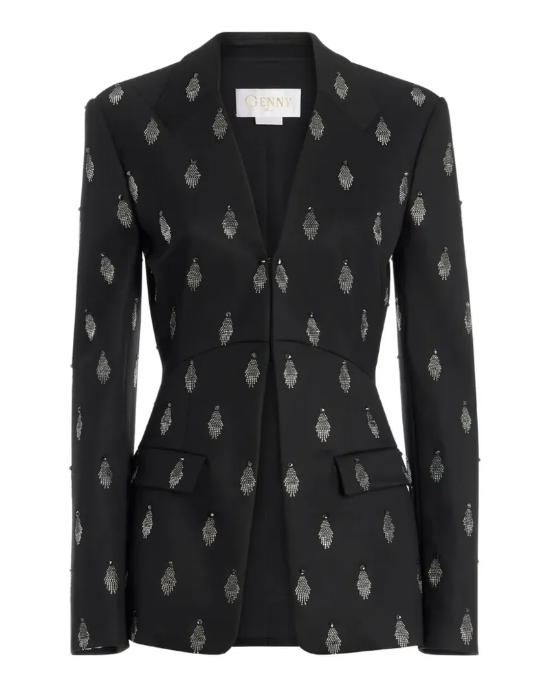 Genny Verzierte Jacke mit fallendem Revers - Schwarz Schwarz