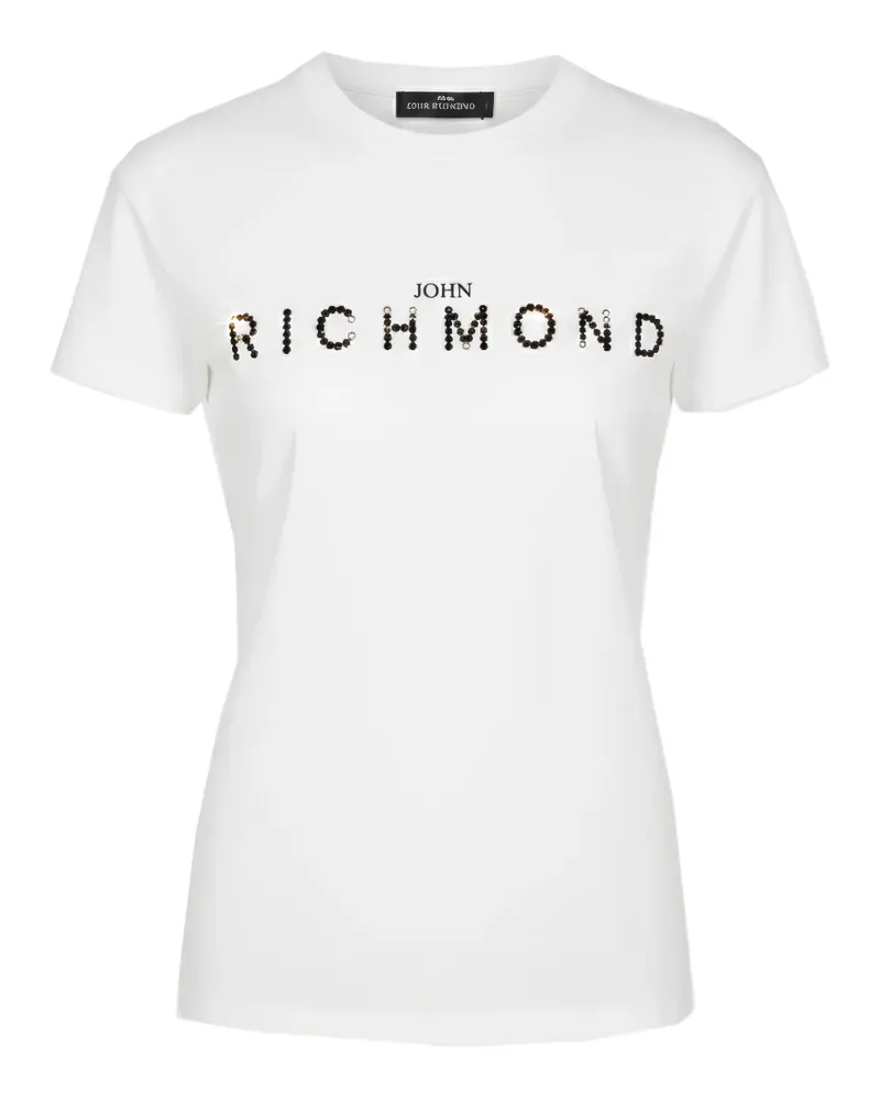 John Richmond T-Shirt mit Kristallen - Weiß Weiß