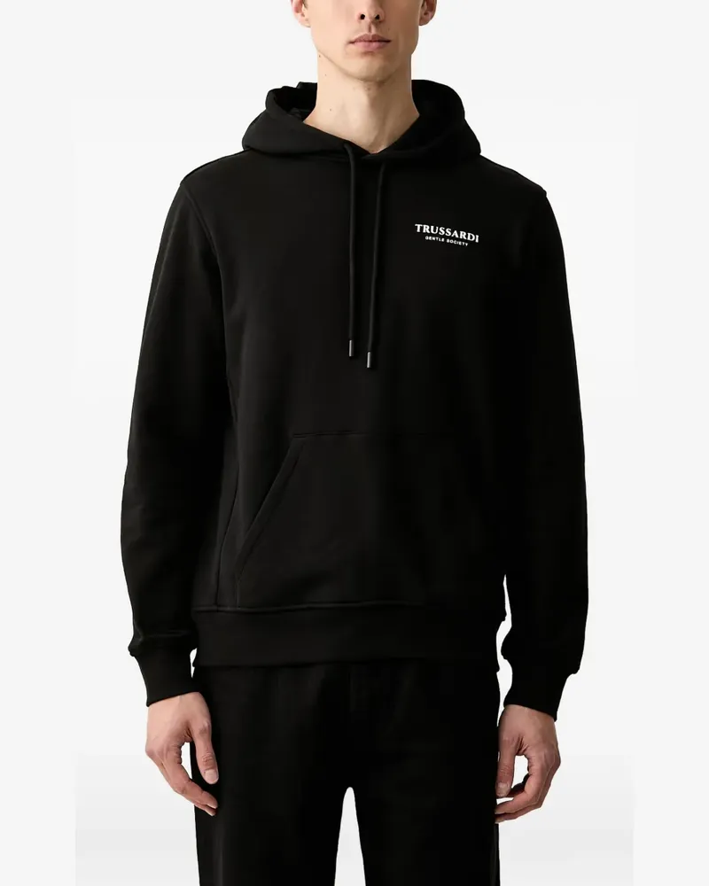 Trussardi logo-print drawstring hoodie - Schwarz Schwarz