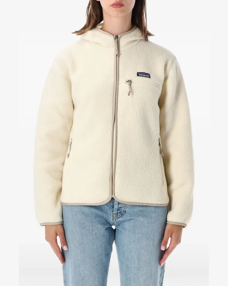 Patagonia Kapuzenjacke mit Fleece-Struktur - Weiß Weiß