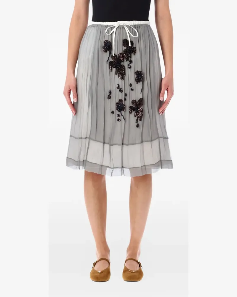 Prada floral-embroidered midi skirt - Grau Grau