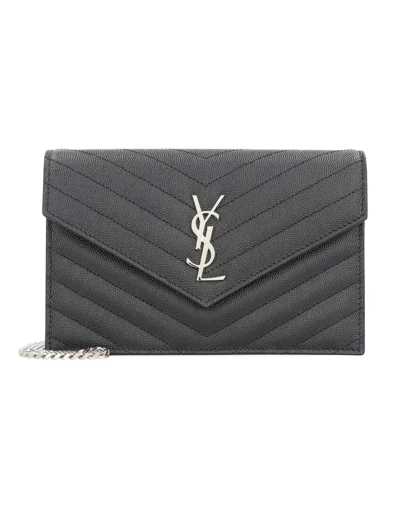 Saint Laurent mini Cassandre logo-detail envelope cross body bag - Schwarz Schwarz