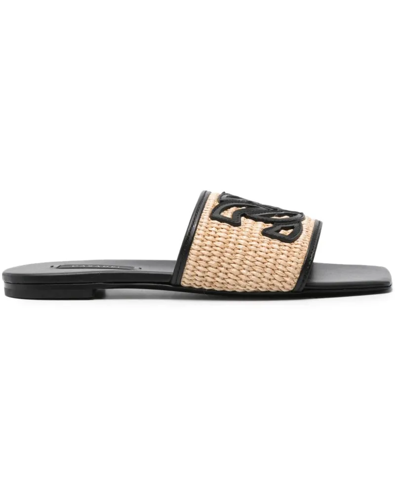 Casadei Portofino Pantoletten mit Logo-Patch - Nude Nude