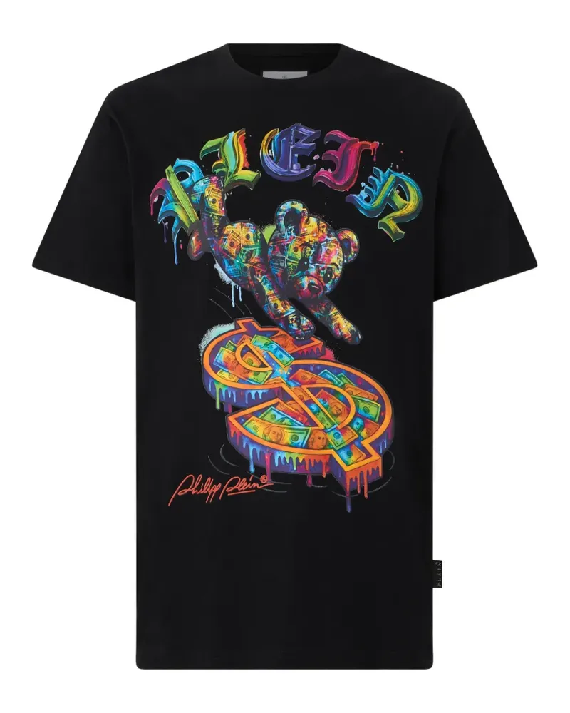 Philipp Plein T-Shirt mit Teddy - Schwarz Schwarz
