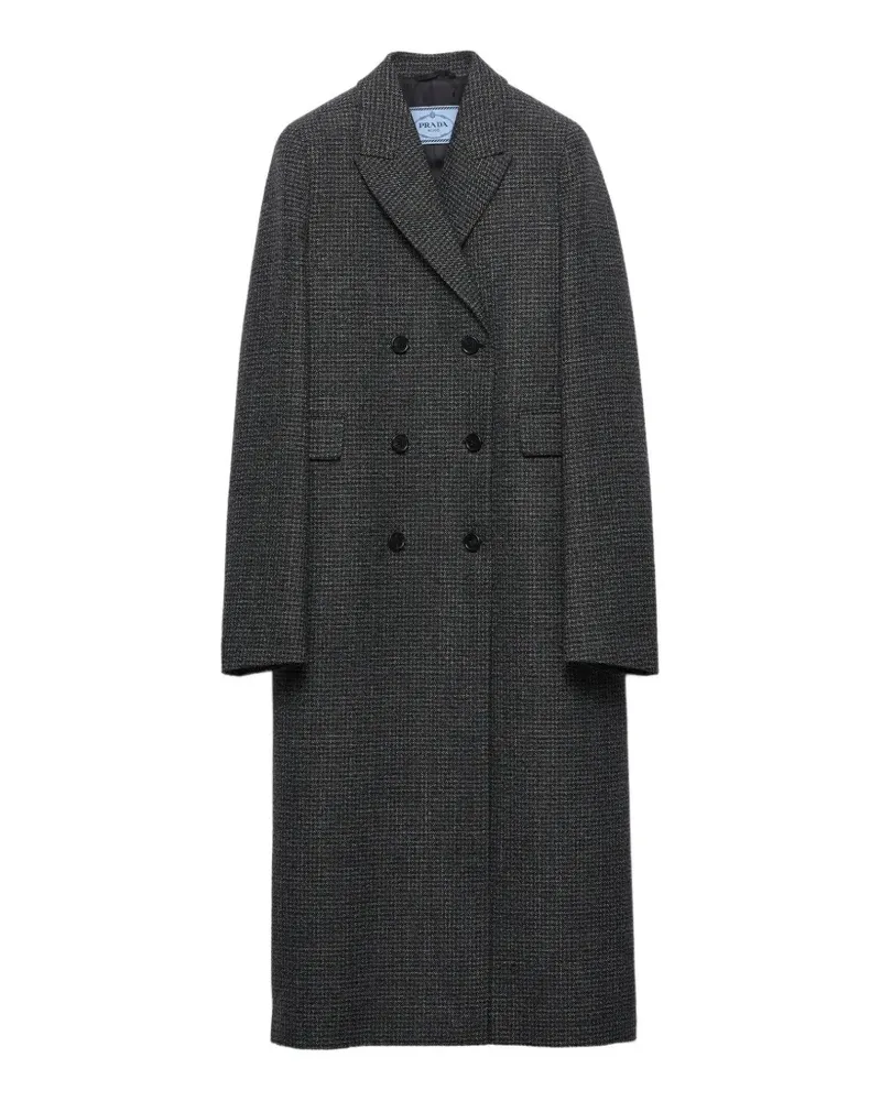 Prada double-breasted gingham-checked mouliné wool coat - Schwarz Schwarz