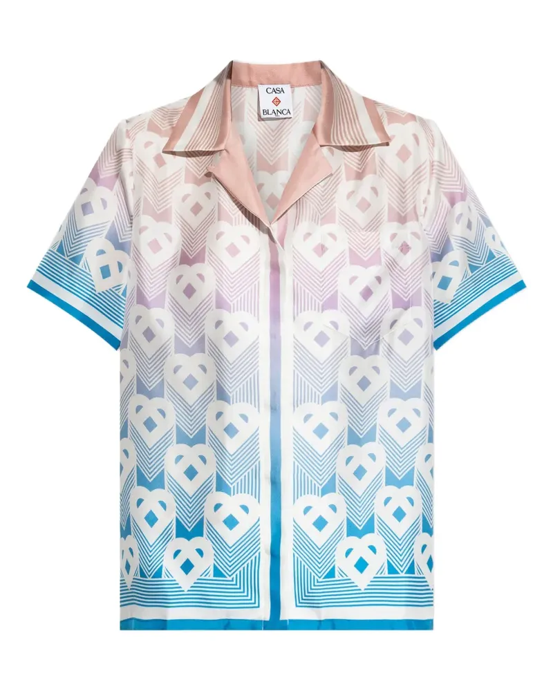 Casablanca Paris Seidenhemd mit Herz-Monogramm - Blau Blau