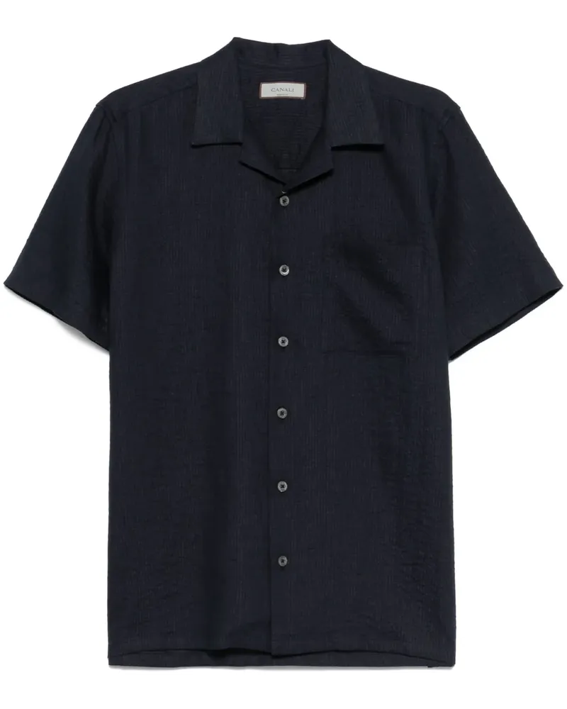 Canali Seersucker-Hemd - Blau Blau