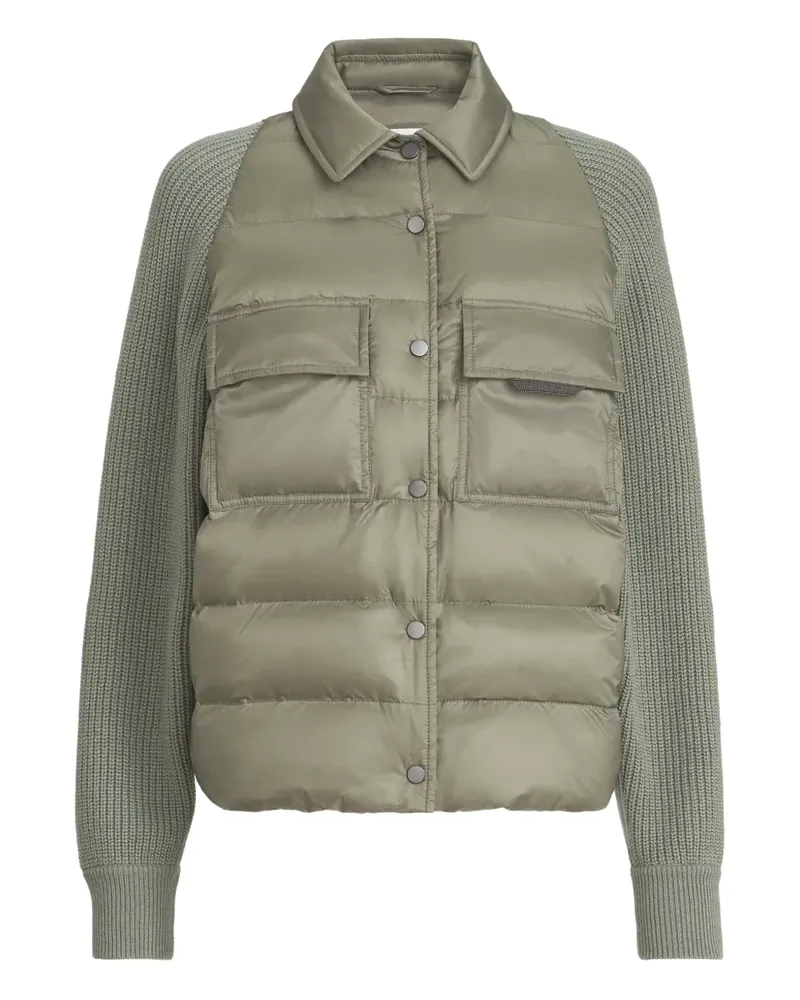Brunello Cucinelli Gesteppte Jacke mit Strickärmeln - Grün Grün