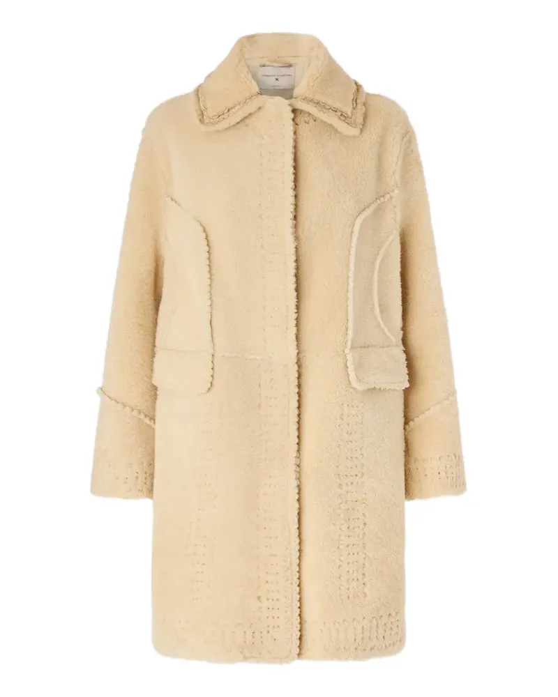 Ermanno Scervino shearling embroidered coat - Nude Nude