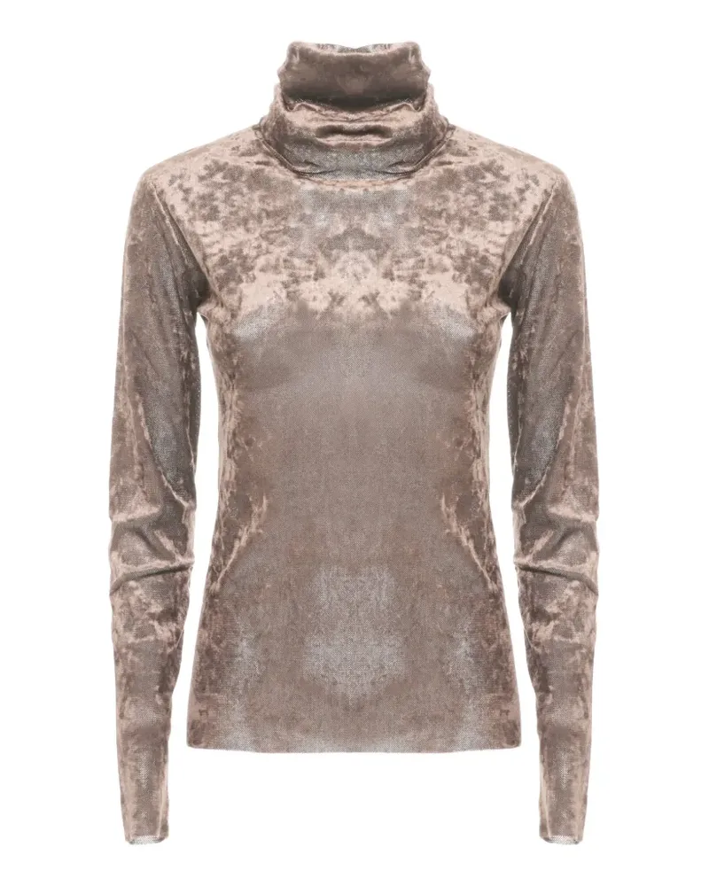 D.EXTERIOR velvet-effect roll-neck sweater - Nude Nude