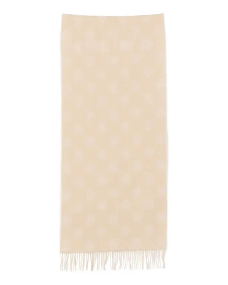 Gant monogram-pattern wool scarf - Nude Nude